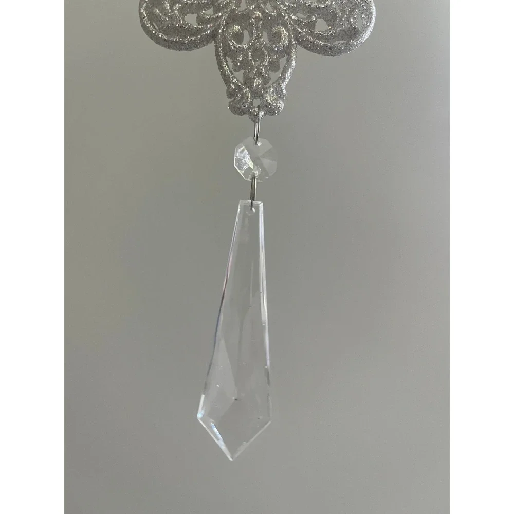 Fleur de Lis Silver Glitter Ornaments Set of 13 Christmas Decor‎ Louisiana